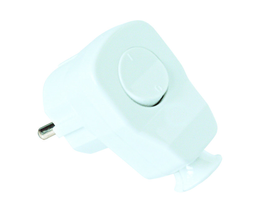 PCE Wtyczka kątowa z uziemieniem 16A IP20 z wyłącznikiem 0-1 biała (9002215)