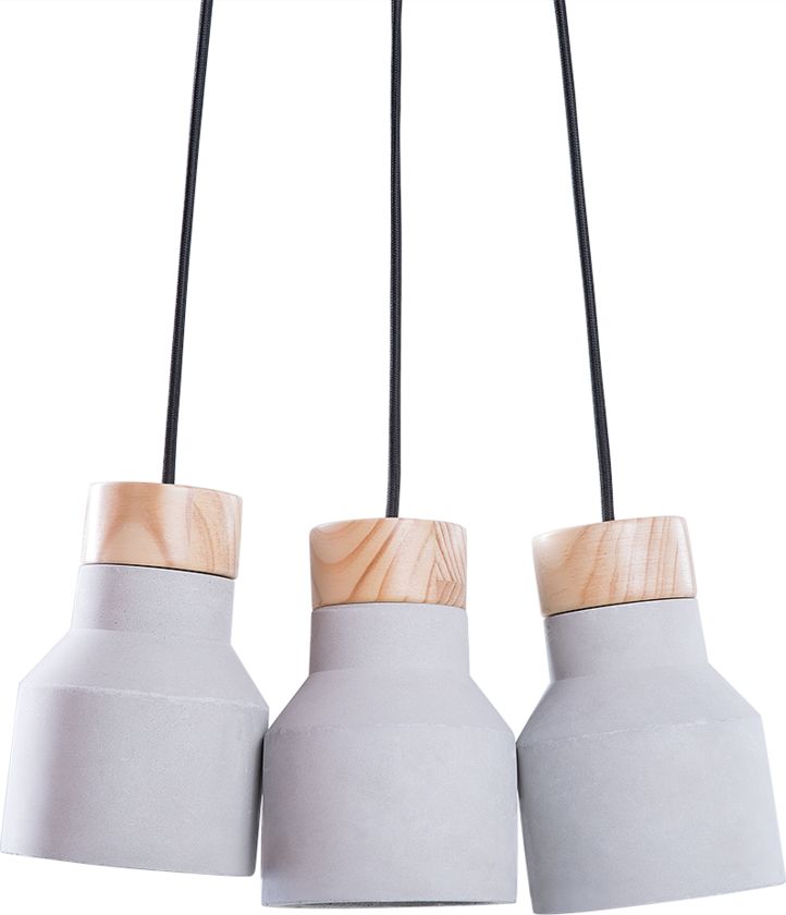 Lampa wisząca Beliani Lampa wisząca 3 klosze betonowa szara BAHT