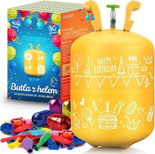 Ricokids Butla z helem 0,20m3 Ricokids 30 balonów i wstążka 40m