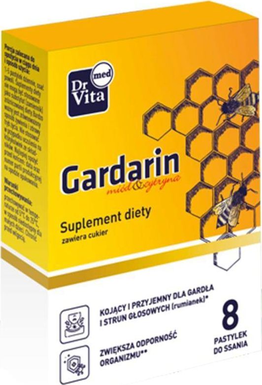 Dr Vita Dr Vita Gardarin Miód & Cytryna suplement diety 8 pastylek do ssania