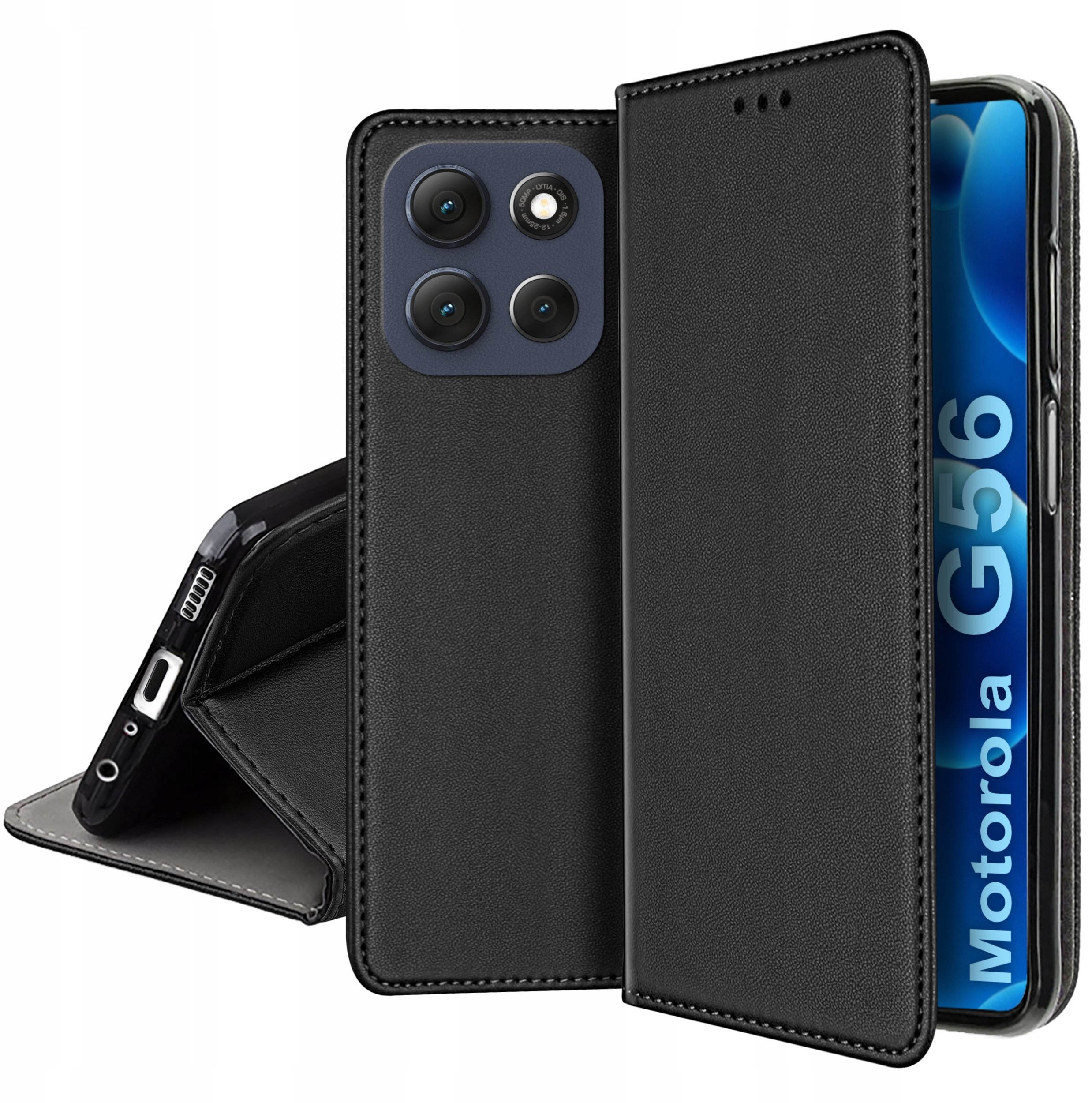 ETUI SKÓRZANE do MOTOROLA MOTO G56 5G MAGNETYCZNE BOOK + SZKŁO 9H