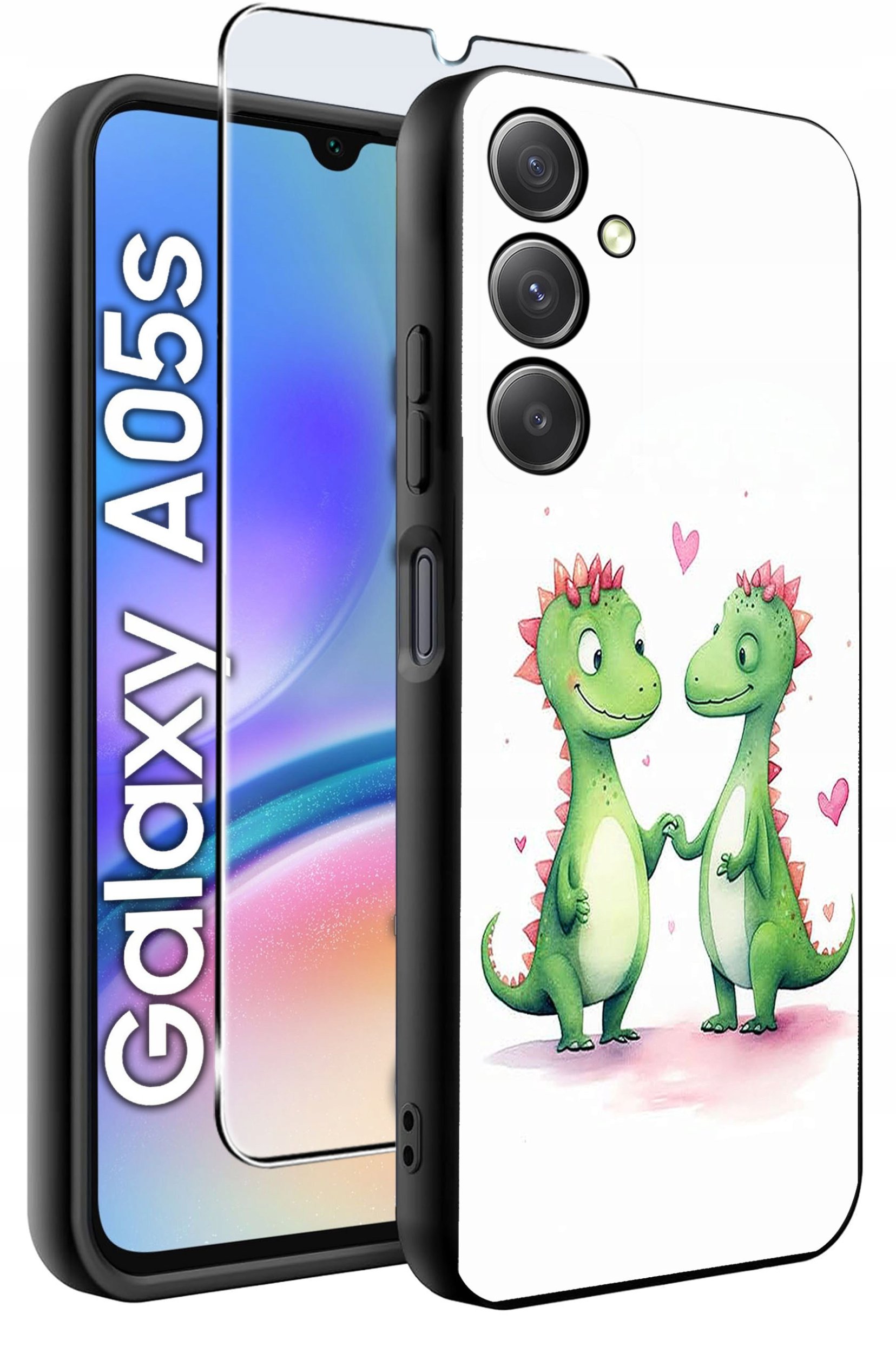 ETUI do Samsung A05s WZORY | SILIKONOWE MATT CASE + SZKŁO 9H