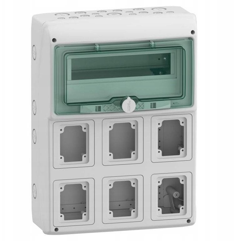 Rozdzielnica 1x12 natynkowa Mureva IP65 do gniazd gMRV-1-12+1-NT-T/6 6 otworów 90x100mm 13181