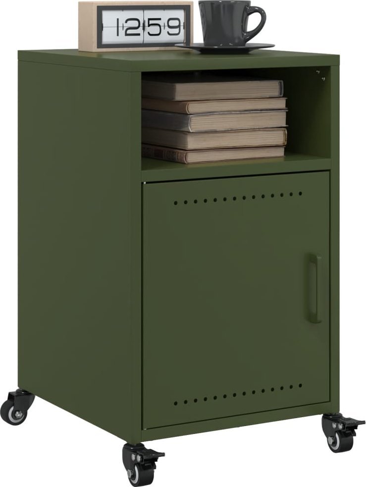 vidaXL Szafki nocne, 2 szt., oliwkowa zieleń, 36x39x59 cm, stal