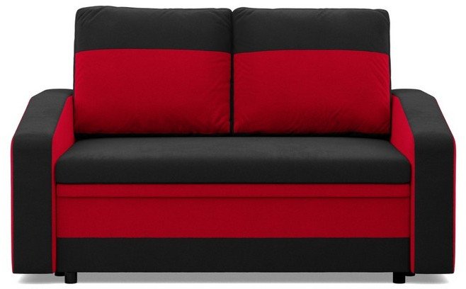 Sofa rozkładana, mikrofaza, AURELO, 148x87x90 cm, czarny, czerwony