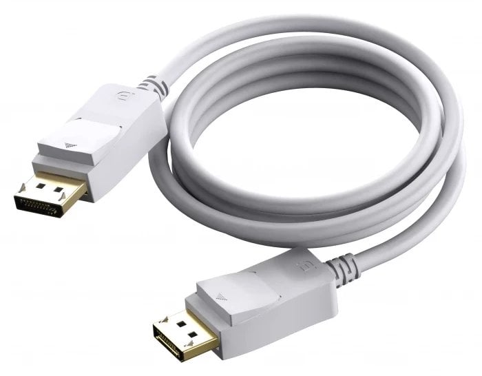 Version 1.4 8K bei 60 Hz - Goldstecker - DP (m) zu DP (m) - Aussendurchmesser 7,3 mm - 28 AWG - 2 m - weiss