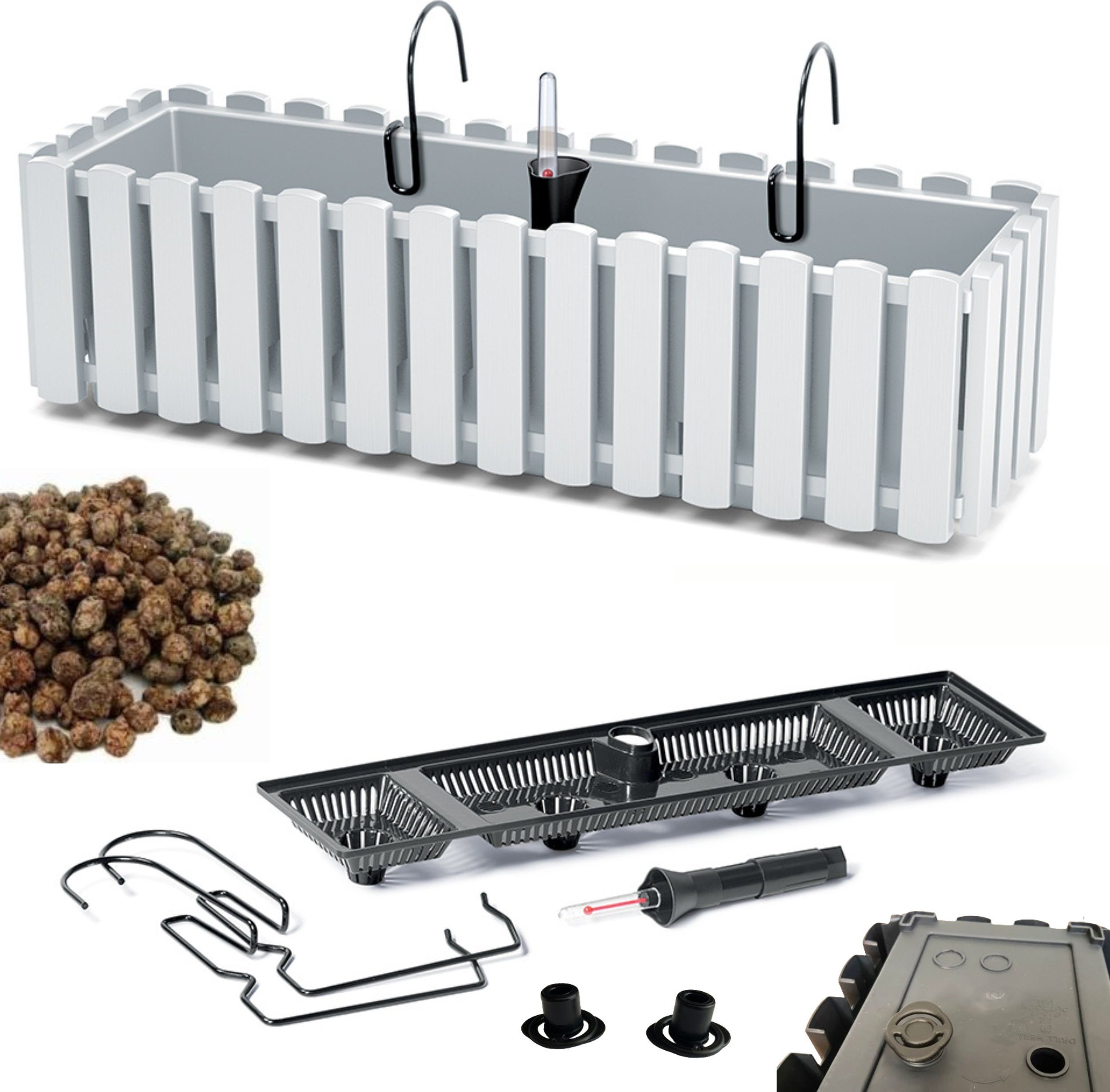 Prosperplast Skrzynka na balustradę DDEF600W Doniczka balkonowa + Keramzyt 1l