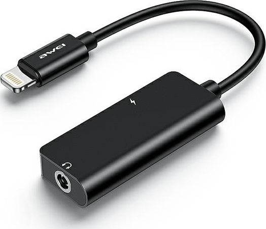 Adapter USB Awei CL-121 Lightning - Jack 3.5mm + Lightning Czarny (AWEI083BLK)
