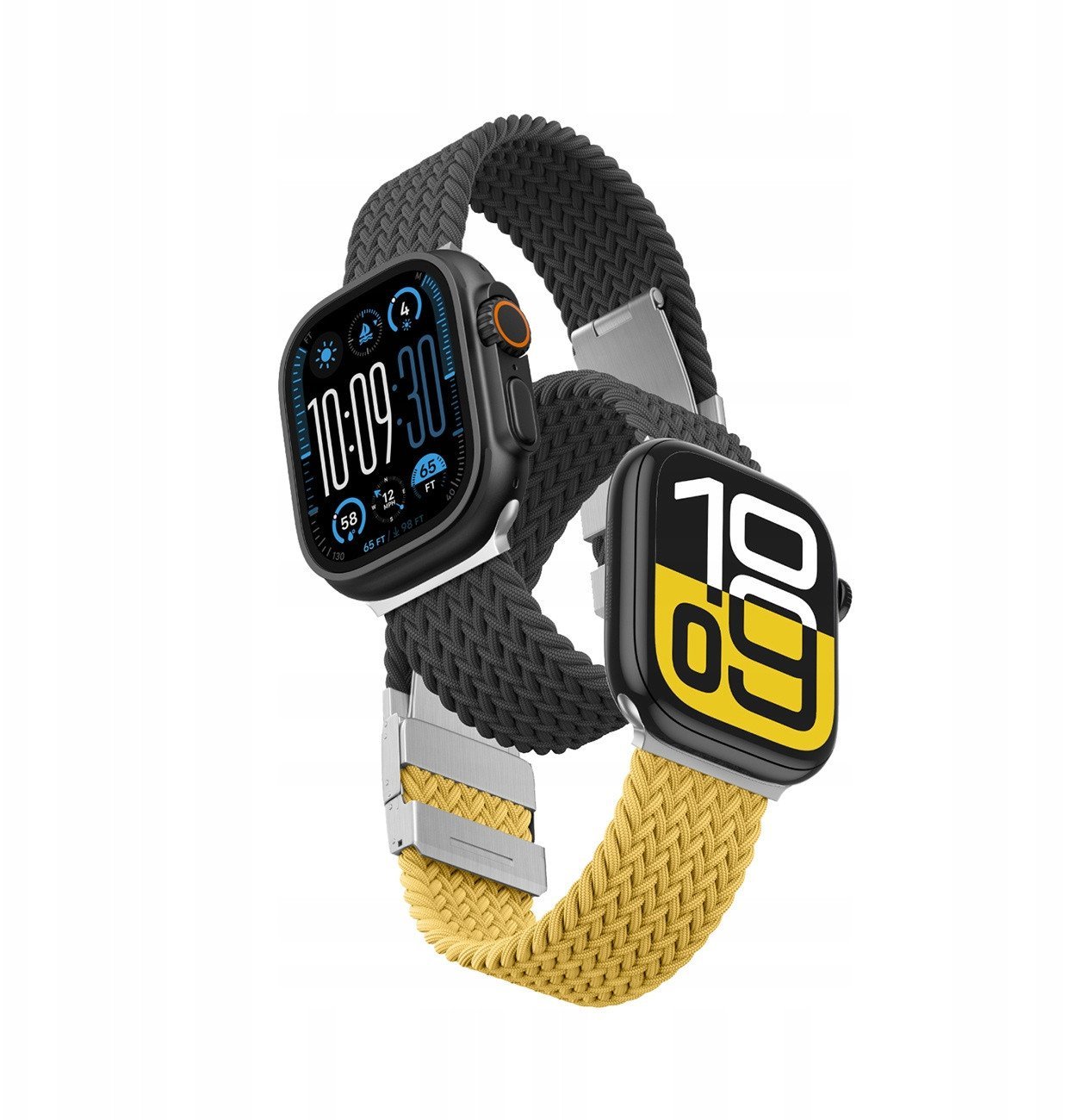 Zestaw 2 pasków AMAZINGTHING Blend Band do Apple Watch 45 / 46 / 49 mm - żółto-czarny / czarny