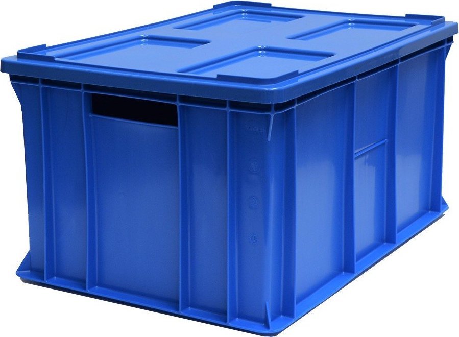 Artech Pojemnik transportowy EURO 300 z pokrywą, dno i ścianki pełne wym. 600 x 400 x 300 mm (kolor: niebieski)