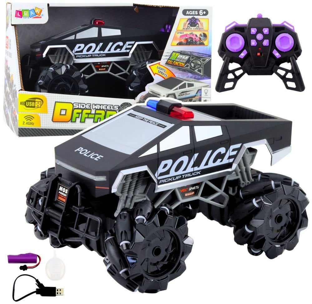LeanToys Auto terenowy Pick Up Truck policja zdalnie sterowany RC światła dym 1:16 EDUKAMP