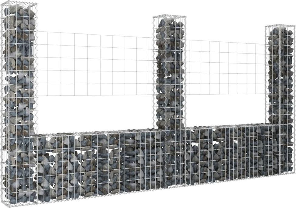 vidaXL 3 słupki gabionowe U-kształtne, 260x20x150 cm, żelazne!