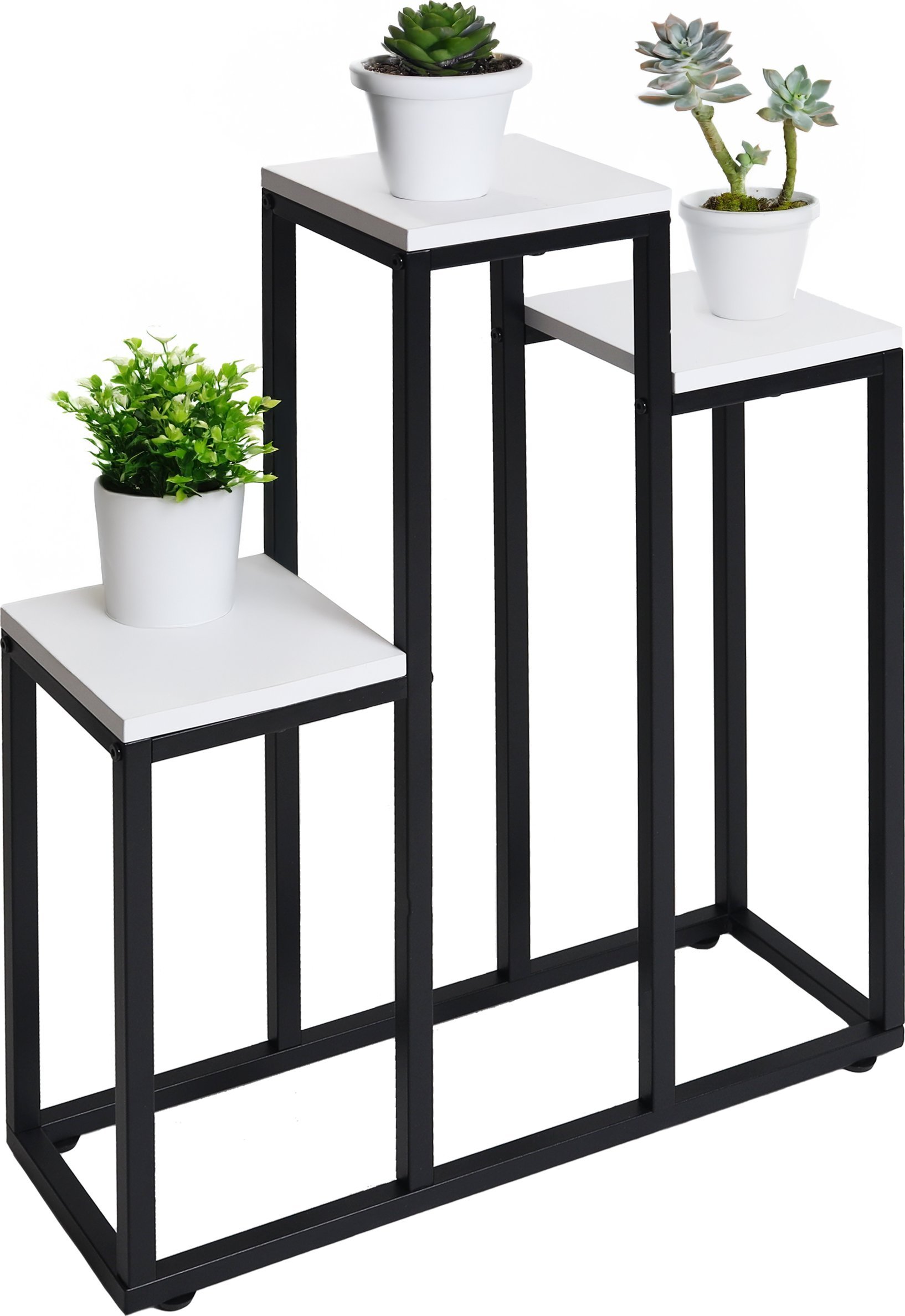 Kwietnik stojący metalowy piętrowy stojak na 3 kwiaty regał półki biały