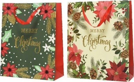 Kaemingk Świąteczna torebka prezentowa 32x26 cm mix wzorów