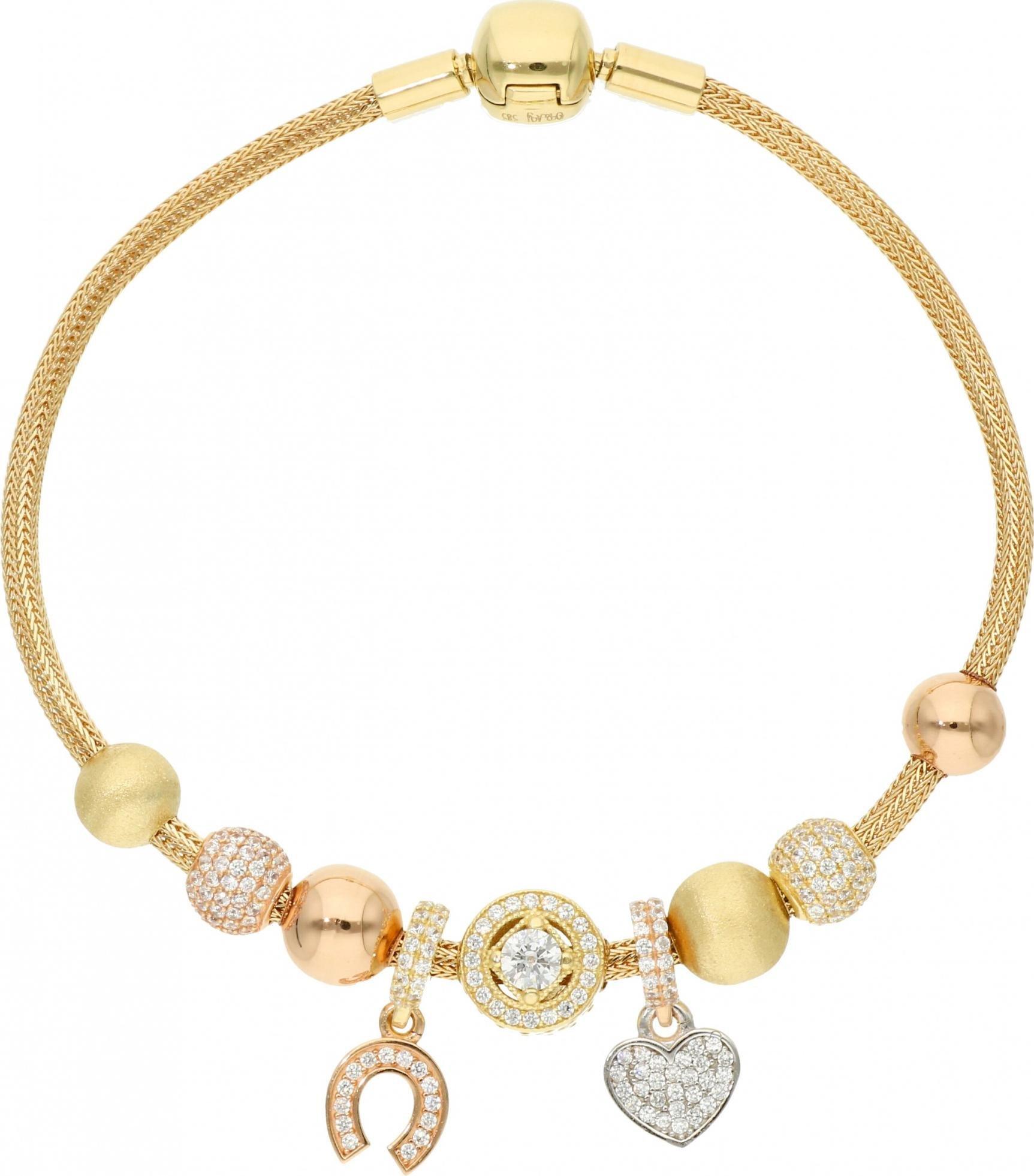 Rosanto Bardzo ładna modna bransoletka z przywieszkami 20 cm 585 14k