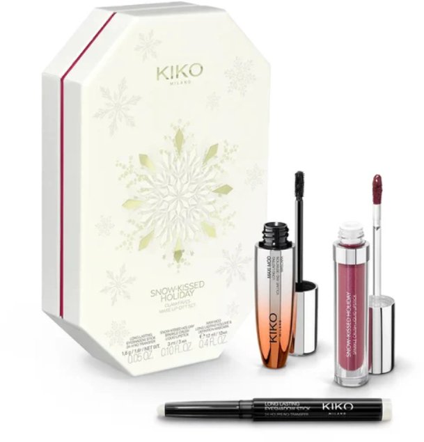 KIKO Milano Snow-Kissed Holiday Glam-Faves cień do powiek w sticku 1,6g + pomadka do ust 3ml + tusz do rzęs 12ml