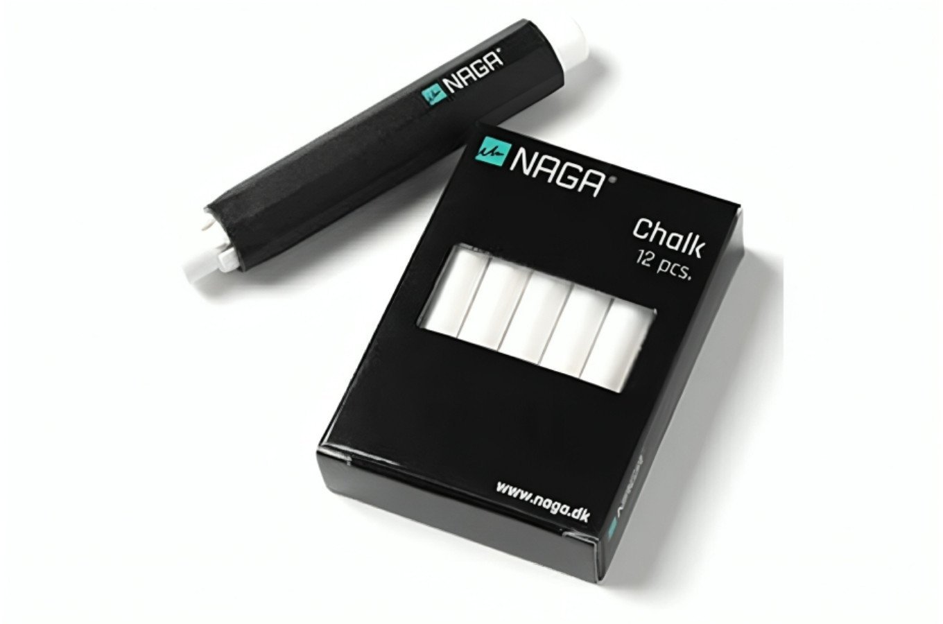 NAGA Tavlekridt holder med 12 stk. tavlekridt Kridt 18x2x11,5mm (1stk)