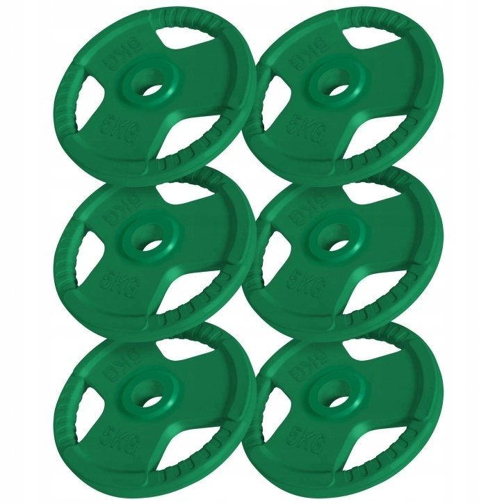 Zestaw 6x5 kg obciążenia gumowane z uchwytem 50/51 mm