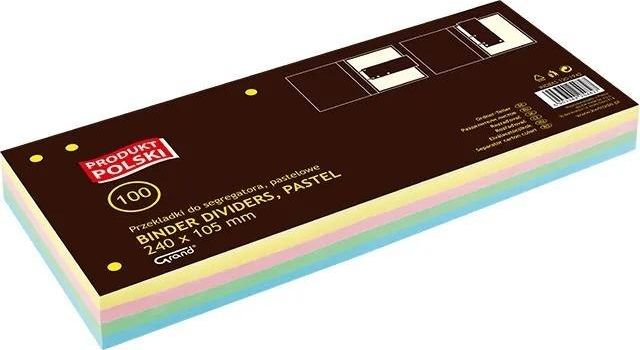 Grand Przekładki do segregatora pastelowe 100szt GRAND