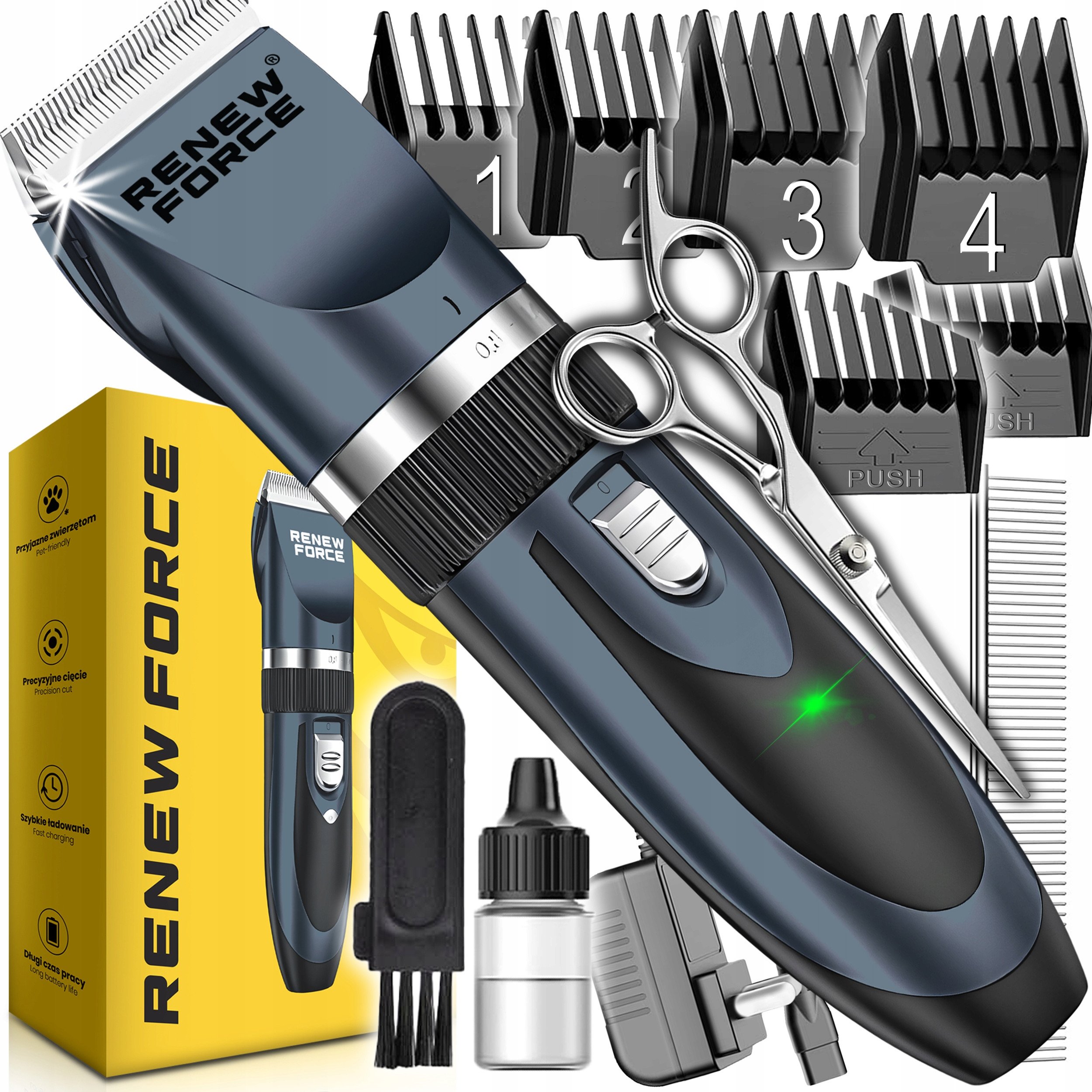 CICHA Maszynka do Strzyżenia Psów Psa Kota Zwierząt Zestaw PROFESJONALNA C8-BLUE