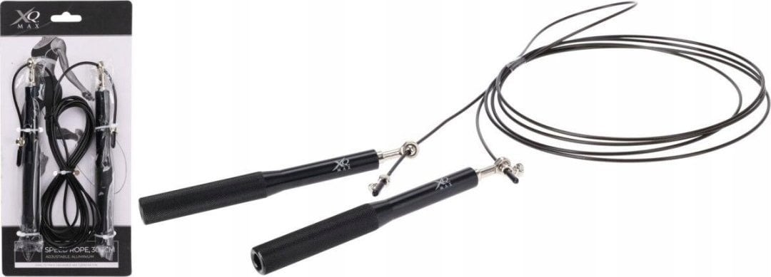 Skakanka sportowa XQMax SKAKANKA SZYBKOŚCIOWA REGULOWANA UCHWYTY ALUMINIOWE 300 CM XQMAX CZARNA