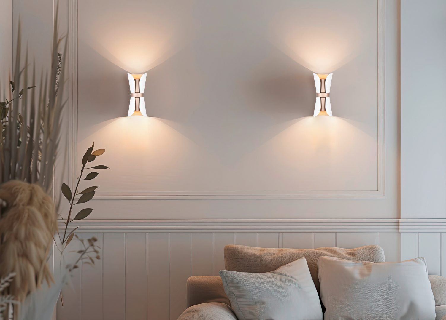Wall lamp TRIO COAT, 2 x GU10, 22 x 10 x 12 cm, white/coffee.