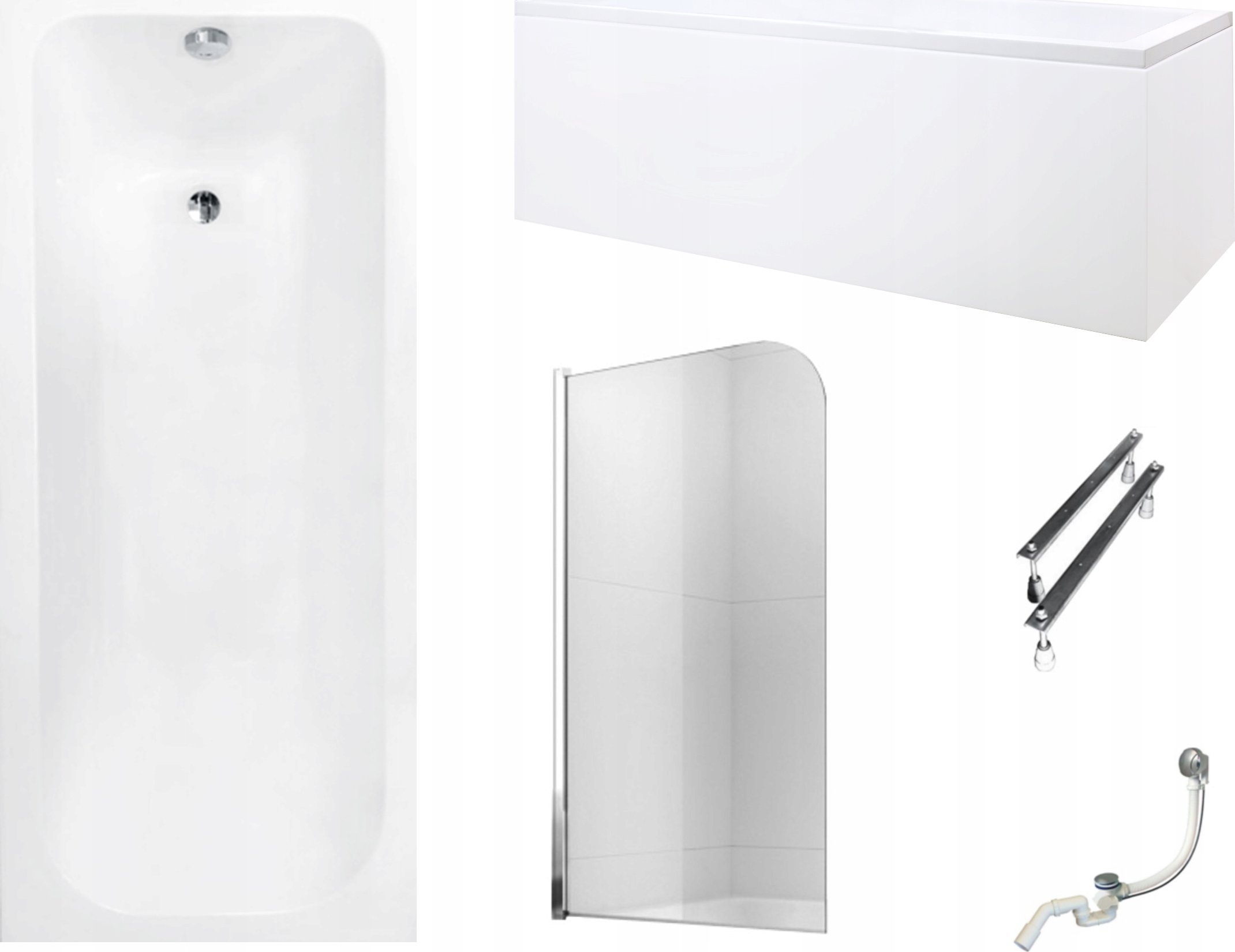 Wanna Mexen Mexen Vega wanna prostokątna 160 x 70 cm z obudową i parawanem 1-skrzydłowym 80 cm, transparent, chrom - 550116070X9008010100