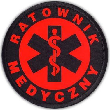Polska Firma Emblemat FLUO RATOWNIK MEDYCZNY na rzepie 8,5 cm
