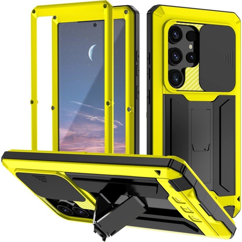Etui pancerne Supero Metal Stand Case do Samsung Galaxy S25 Ultra, żółte