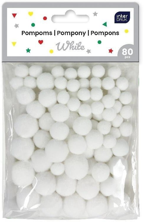 Pompony do dekoracji 80szt White