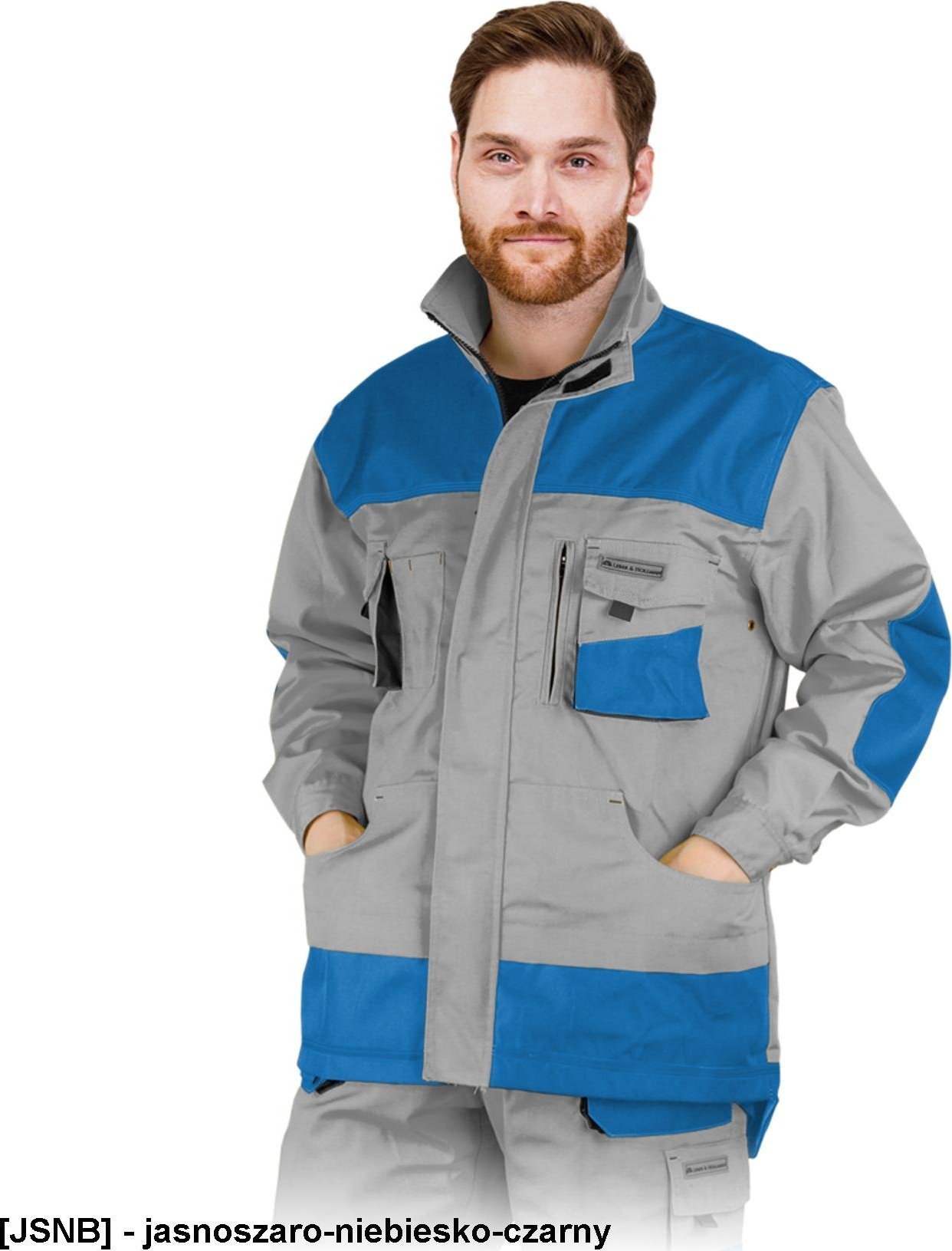 R.E.I.S. LH-FMN-J - bluza ochronna zapinana na suwak oraz na rzepy, - jasnoszaro-niebiesko-czarny XL