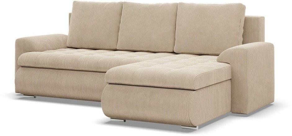 Narożnik rozkładany, prawy, Bosco, sztruks, 230x159x89 cm, beżowy | TYLETEGOTU