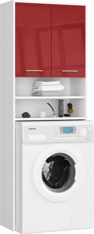 Fabryka Mebli Akord SŁUPEK REGAŁ ŁAZIENKOWY FIN NAD PRALKĘ BIAŁY / CZERWONY POŁYSK