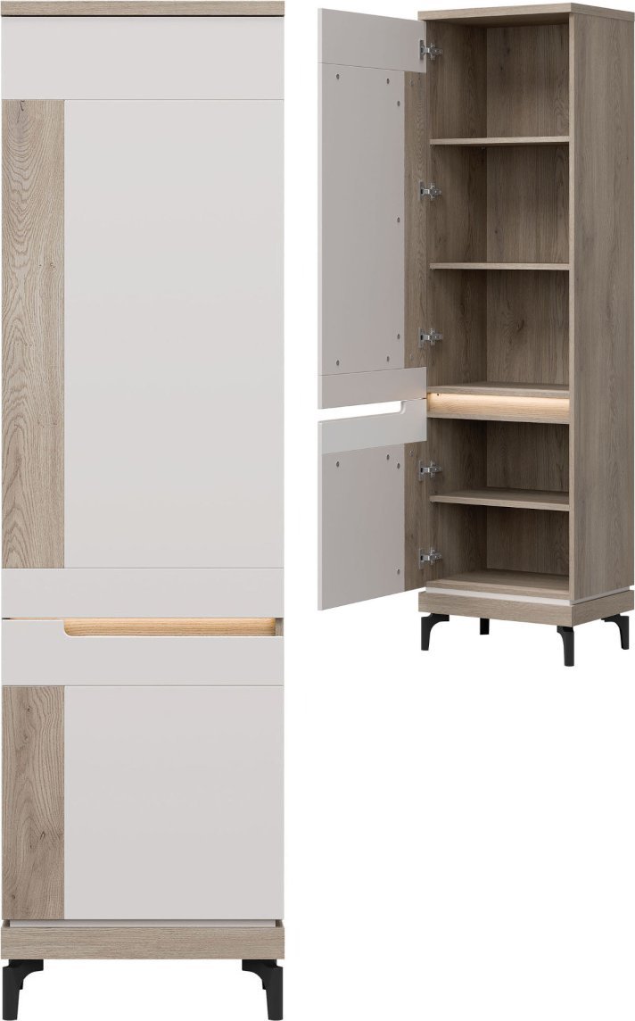 BogFran Szafka LEWA wysoka Regał zamknięty do salonu Dąb Cremona ASTON AN09