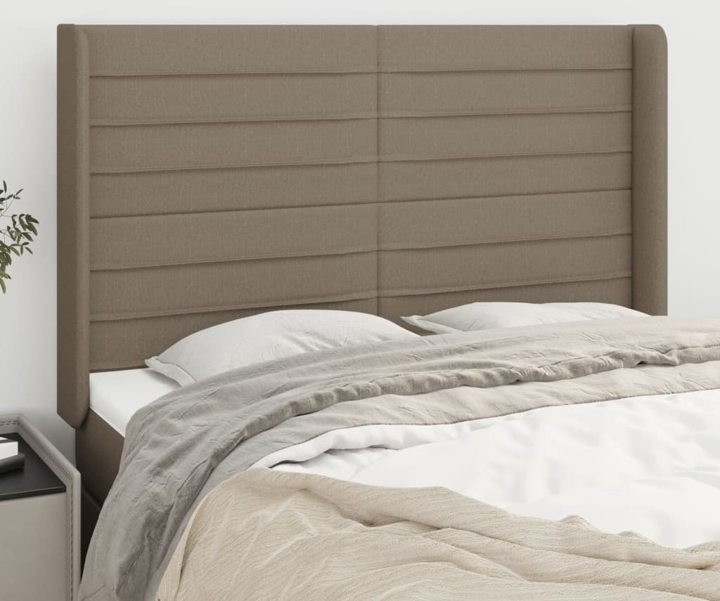 vidaXL vidaXL Zagłówek uszak, taupe, 147x16x118/128 cm, tkanina