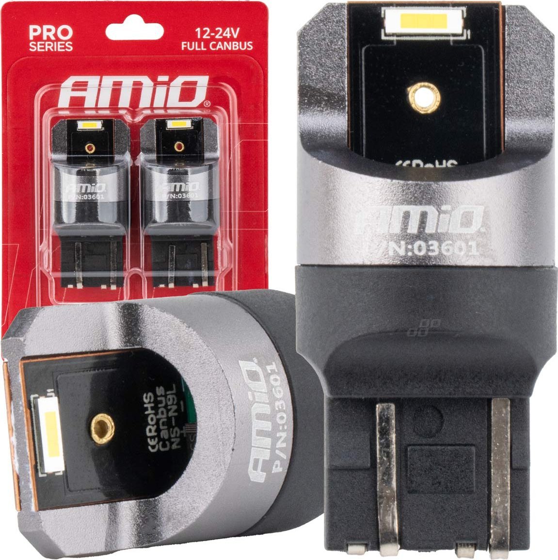 AMiO Żarówki led full canbus pro w21/5w 2x1860 smd białe 12v 24v amio-03601