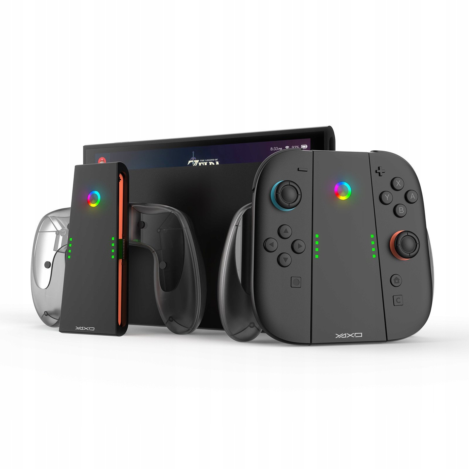YAXO Charge Grip Set for Joy-Con with charging function Nintendo Switch 2 Techno black