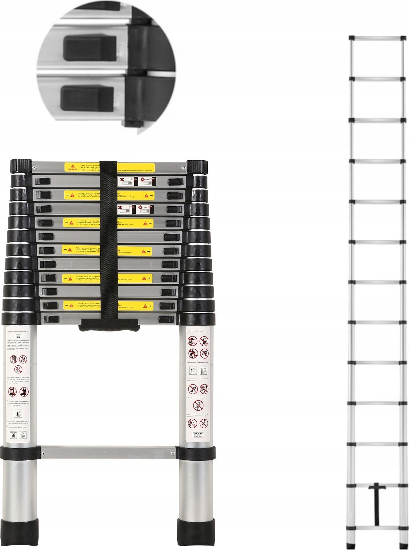 Geko Drabina teleskopowa aluminiowa 3,8m 150kg (1)