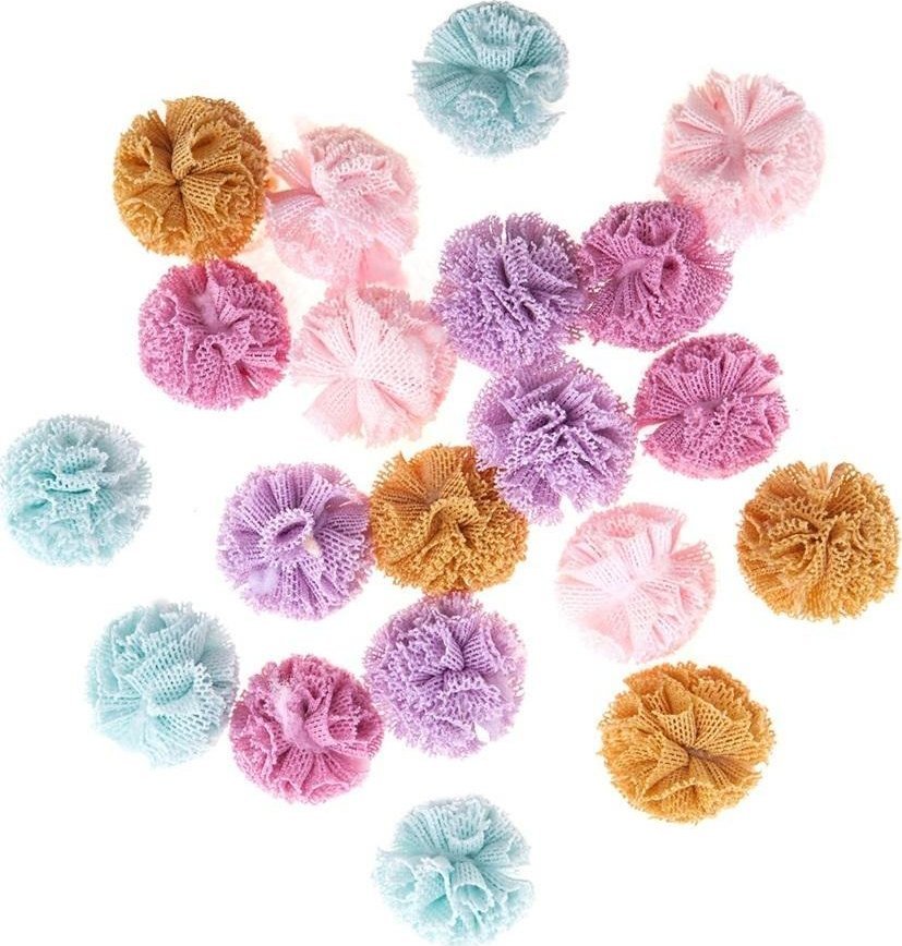 Pompony tiulowe pastelowe 2cm 20szt
