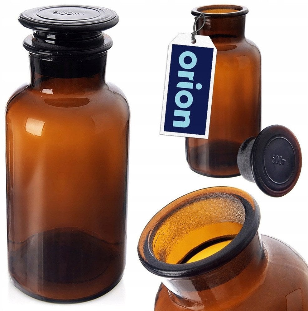 Pojemnik na żywność szklany brązowy z korkiem szeroką szyjką 500 ml