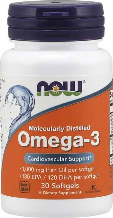 NOW Foods NOW Foods - Omega-3, Molekularnie Destylowany Ojek Rybny, 30 kapsułek miękkich