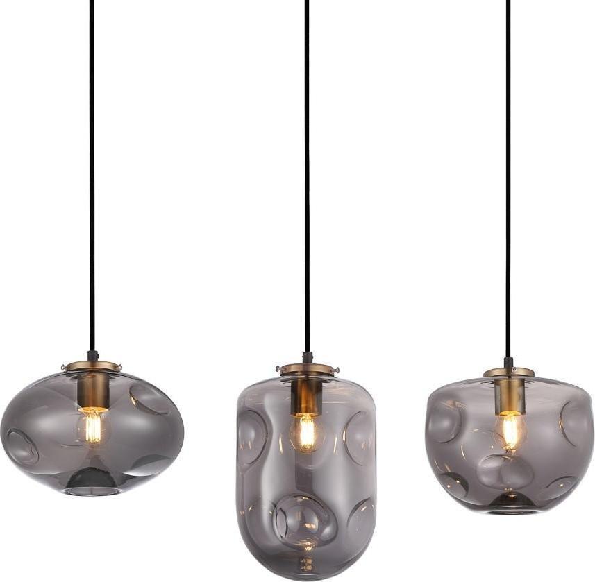 Lampa wisząca Italux Kaskada szklana HATELLA PND-112038-3-BRO+SG Italux loftowy zwis przydymiony