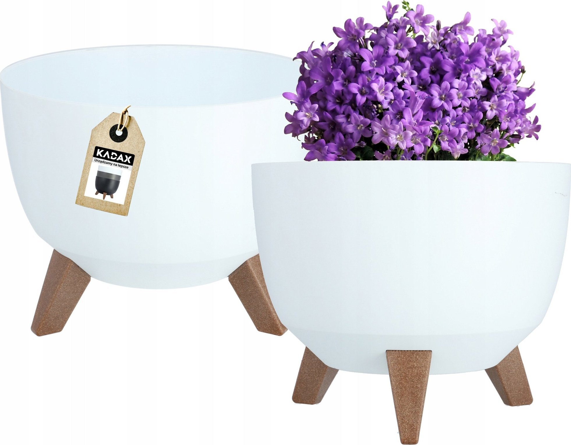 Kadax Doniczka Osłonka Na Kwiaty Z Wkładką Biała 29cm