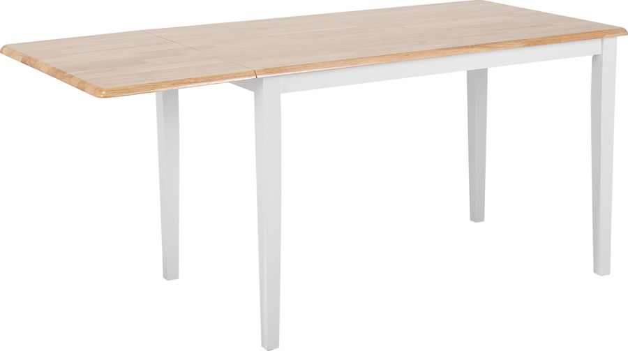Beliani Stół do jadalni rozkładany kauczukowy 120/160 x 75 cm biały LOUISIANA