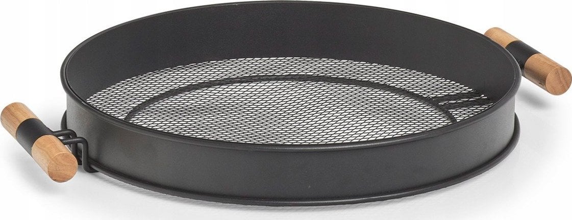 Zeller Taca metalowa z uchwytami, struktura siatki, Ø 48 cm, czarna, ZELLER