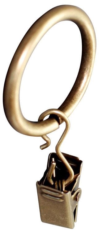 CURTAIN RINGS W CUR CLIPS GOLD D19 10UNI