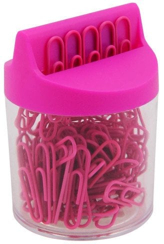 Victory Office Product Spinacze okrągłe 28mm VICTORY OFFICE PRODUCTS 6028M100-095 neonowe różowe metalowepowlekane w pojemniku magnetycznym 100szt