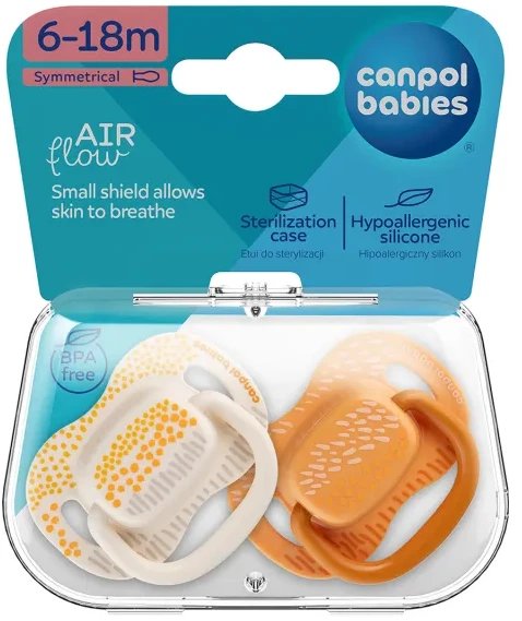 Smoczek symetryczny 6-18 m 2 szt. Mountains żółty Canpol babies