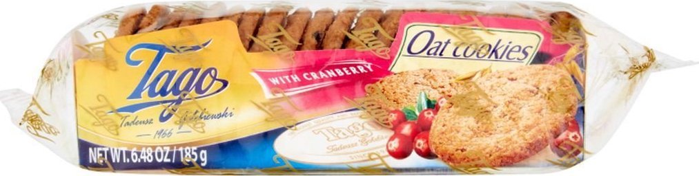 Tago Tago Ciasteczka owsiane z żurawiną 185 g