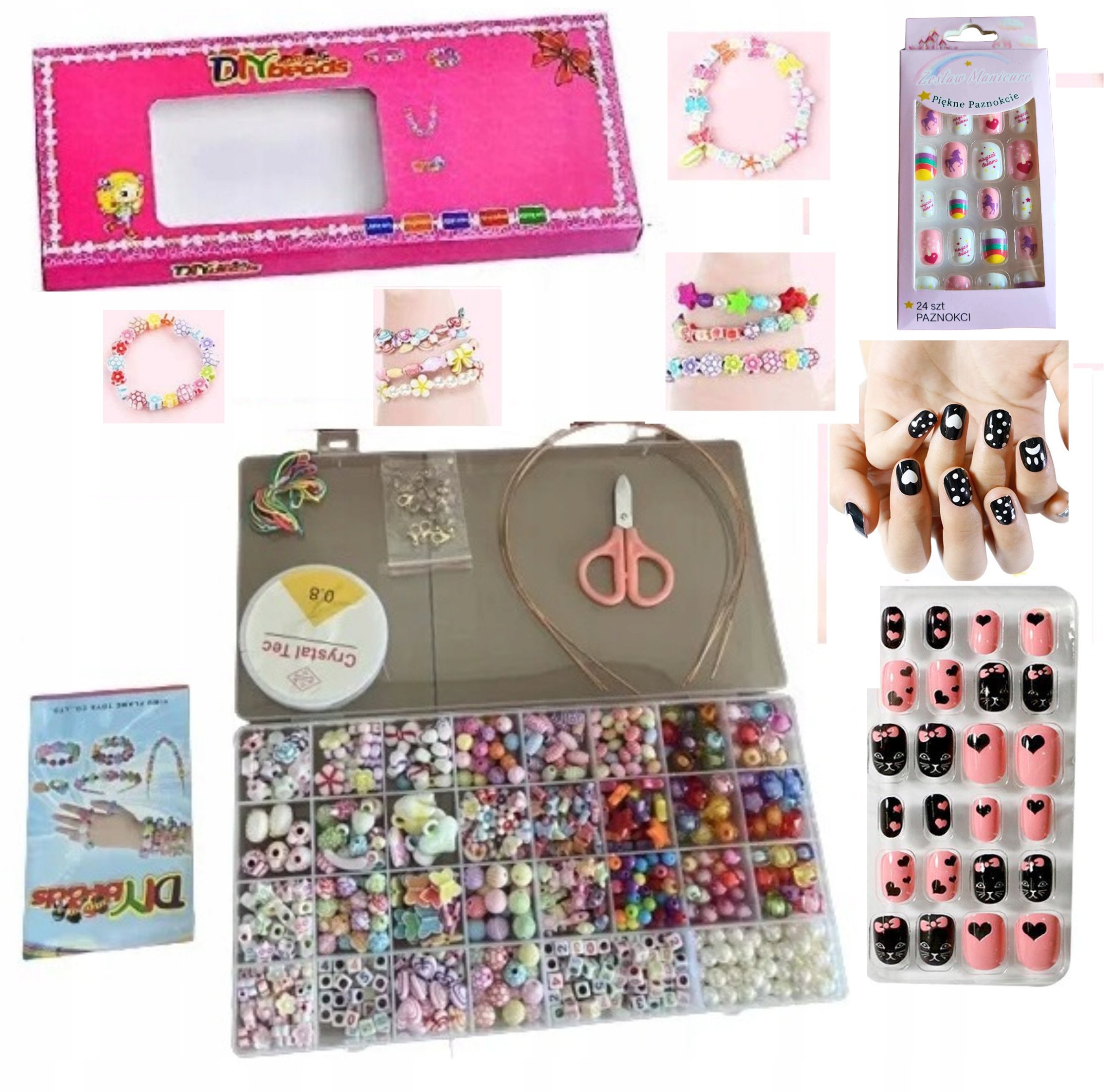 Zestaw do Robienia Bransoletek 900 El Biżuterii___________________+ NAKLEJKI NA PAZNOKCIE